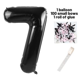 40 Inch Black Number Balloons With  Ribbon Bow 1 Roll Glue Point (Option: W13613473)