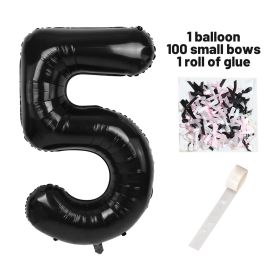 40 Inch Black Number Balloons With  Ribbon Bow 1 Roll Glue Point (Option: W13613488)