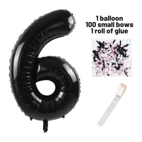 40 Inch Black Number Balloons With  Ribbon Bow 1 Roll Glue Point (Option: W13613486)
