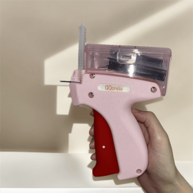 Quick Clothing Fixer, 1 Count Handheld Tag Attacher Gun With 5 Counts Needles & 1000pcs Barbs Fasteners, Sewing Craft Kit For Retail Hang Price F (Color: Pink)