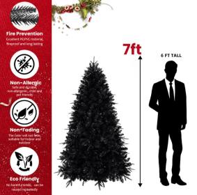 4.5.6.7.7.5.8.9ft PE  PVC Mixed Black Tree (Option: 7feet mixed black tree)