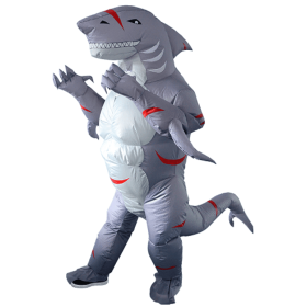 Inflatable Shark Costume Blow Up Jaws Jumpsuit Fancy Dress Funny Carcharias Suit--Only Supports Self-pickup. (Option: Gray)