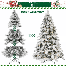 5.6.7.8ft PVC Flocked Tree  Memory Wire Power Pole (Option: 8foot PVC plush tree)