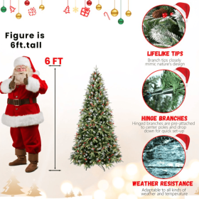 4ft PEPVC Tree Red Fruit35pcs Pine Cone35pcs (Option: 6foot PEPVC tree)